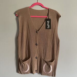 NEW Women’s Stay Fly Vest Horseshoe Sleeveless Cardigan Summer L/XL